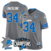 Detroit Lions 2024 NFC North Champions Gold Jersey N2 – All Stitched – Alex Anzalone – 34 – Gray Jersey