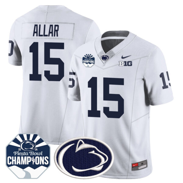 Penn State Nittany Lions 2024 Fiesta Bowl Champions Jersey – All Stitched – White – Drew Allar Jersey