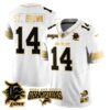 Detroit Lions 2024 NFC North Champions Gold Jersey N1 – All Stitched – Amon-Ra St. Brown – 14 – White Gold Jersey
