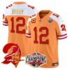 Buccaneers Creamsicle 2024 NFC South Division Champions Patch Gold Trim Vapor Limited Jersey – All Stitched – Creamsicle Alternate – Tom Brady Jersey