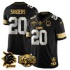 Detroit Lions 2024 NFC North Champions Gold Jersey – All Stitched – Barry Sanders – 20 – Black Limited Jersey