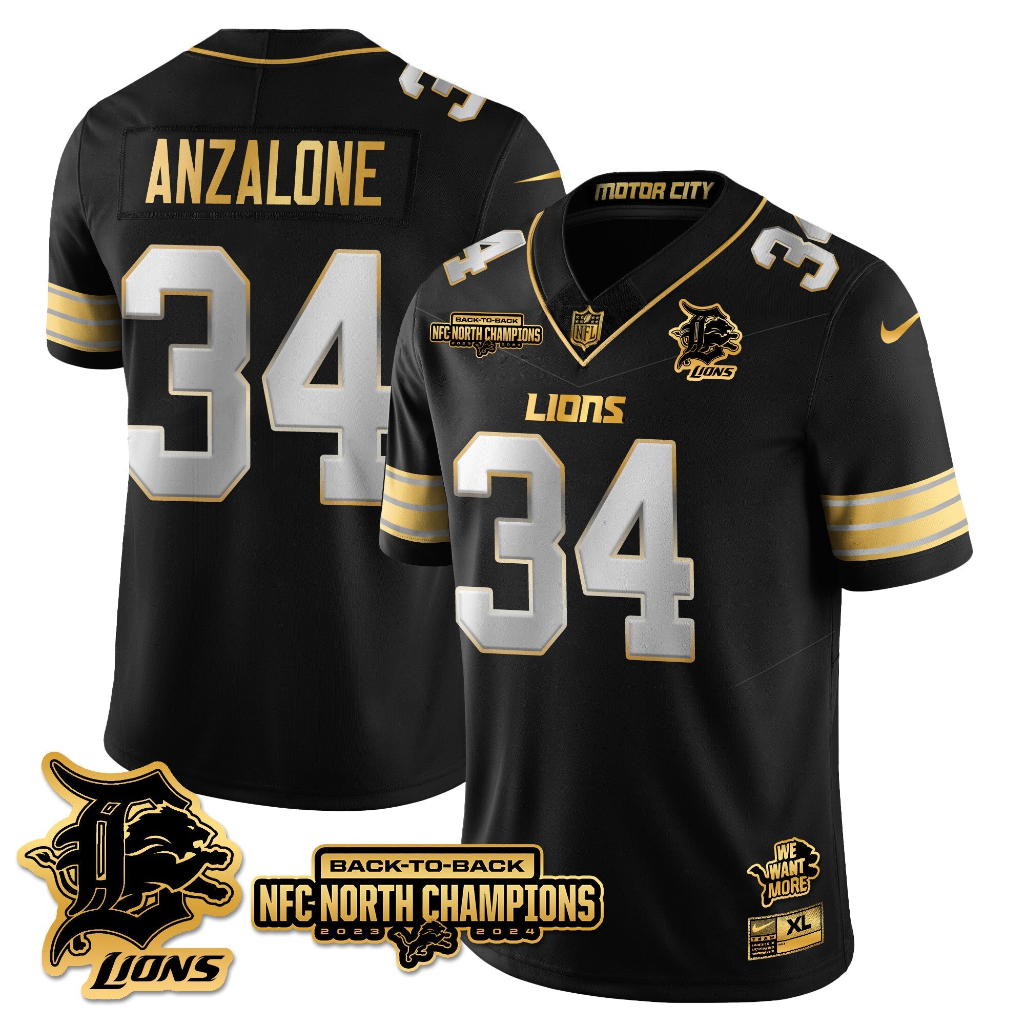 Detroit Lions – Alex Anzalone – 34 – Black Limited Jersey