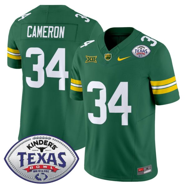 Baylor Bears 2024 Texas Bowl Vapor Limited Jersey – All Stitched – Green – Josh Cameron Jersey