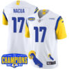 Los Angeles Rams 2024 NFC West Division Champions Jersey – All Stitched – Puka Nacua – 17 – White Jersey