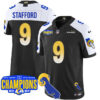 Los Angeles Rams 2024 NFC West Division Champions Jersey – All Stitched – Matthew Stafford – 9 – Black Alternate Jersey