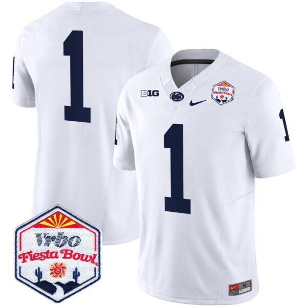 Penn State Nittany Lions 2024 The Fiesta Bowl Patch Vapor Limited Jersey – All Stitched – White – #1 Team Jersey