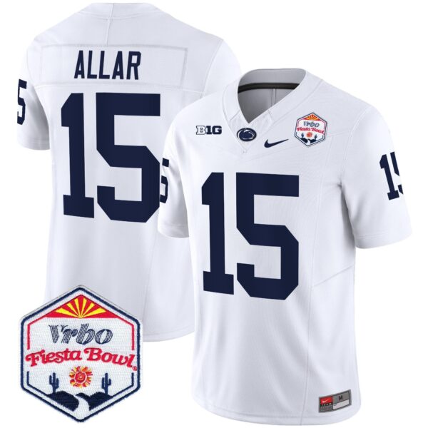 Penn State Nittany Lions 2024 The Fiesta Bowl Patch Vapor Limited Jersey – All Stitched – White – Drew Allar Jersey