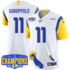 Los Angeles Rams 2024 NFC West Division Champions Jersey – All Stitched – Jimmy Garoppolo – 11 – White Jersey