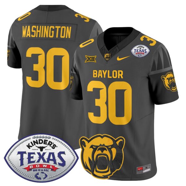 Baylor Bears 2024 Texas Bowl Vapor Limited Jersey – All Stitched – Black – Bryson Washington Jersey