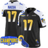 Los Angeles Rams 2024 NFC West Division Champions Jersey – All Stitched – Puka Nacua – 17 – Black Alternate Jersey
