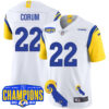 Los Angeles Rams 2024 NFC West Division Champions Jersey – All Stitched – Blake Corum – 22 – White Jersey