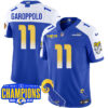 Los Angeles Rams 2024 NFC West Division Champions Jersey – All Stitched – Jimmy Garoppolo – 11 – Royal Alternate Jersey