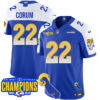 Los Angeles Rams 2024 NFC West Division Champions Jersey – All Stitched – Blake Corum – 22 – Royal Alternate Jersey