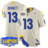 Los Angeles Rams 2024 NFC West Division Champions Jersey – All Stitched – Stetson Bennett – 13 – Bone Jersey