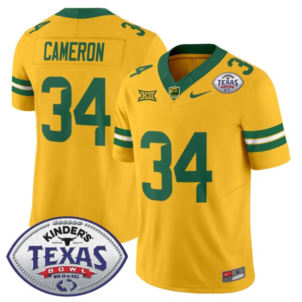 Baylor Bears 2024 Texas Bowl Vapor Limited Jersey – All Stitched – Gold – Josh Cameron Jersey