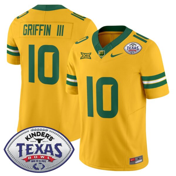 Baylor Bears 2024 Texas Bowl Vapor Limited Jersey – All Stitched – Gold – Robert Griffin III Jersey