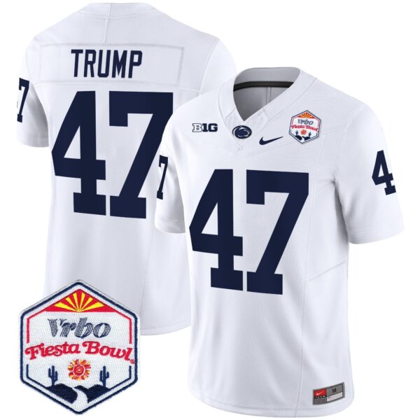 Penn State Nittany Lions 2024 The Fiesta Bowl Patch Vapor Limited Jersey – All Stitched – White – Donald Trump Jersey
