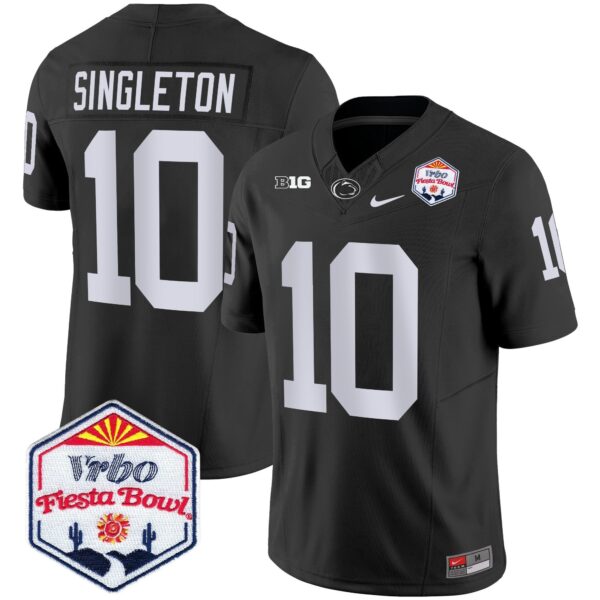 Penn State Nittany Lions 2024 The Fiesta Bowl Patch Vapor Limited Jersey – All Stitched – Black – Nicholas Singleton Jersey