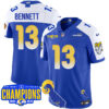 Los Angeles Rams 2024 NFC West Division Champions Jersey – All Stitched – Stetson Bennett – 13 – Royal Alternate Jersey