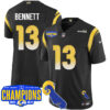 Los Angeles Rams 2024 NFC West Division Champions Jersey – All Stitched – Stetson Bennett – 13 – Black Jersey