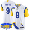Los Angeles Rams 2024 NFC West Division Champions Jersey – All Stitched – Matthew Stafford – 9 – White Jersey