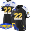 Los Angeles Rams 2024 NFC West Division Champions Jersey – All Stitched – Blake Corum – 22 – Black Alternate Jersey