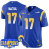 Los Angeles Rams 2024 NFC West Division Champions Jersey – All Stitched – Puka Nacua – 17 – Royal Jersey