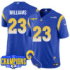 Los Angeles Rams 2024 NFC West Division Champions Jersey – All Stitched – Kyren Williams – 23 – Royal Jersey