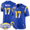Los Angeles Rams 2024 NFC West Division Champions Jersey N1 – All Stitched – Puka Nacua – 17 – Royal Jersey