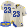 Los Angeles Rams 2024 NFC West Division Champions Jersey – All Stitched – Kyren Williams – 23 – Bone Jersey