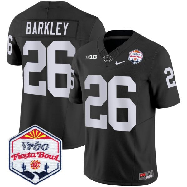 Penn State Nittany Lions 2024 The Fiesta Bowl Patch Vapor Limited Jersey – All Stitched – Black – Saquon Barkley Jersey