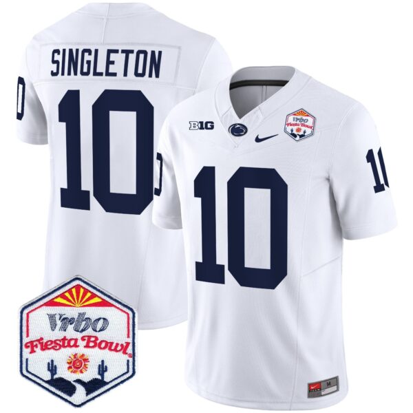 Penn State Nittany Lions 2024 The Fiesta Bowl Patch Vapor Limited Jersey – All Stitched – White – Nicholas Singleton Jersey
