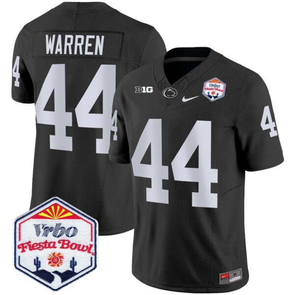 Penn State Nittany Lions 2024 The Fiesta Bowl Patch Vapor Limited Jersey – All Stitched – Black – Tyler Warren Jersey