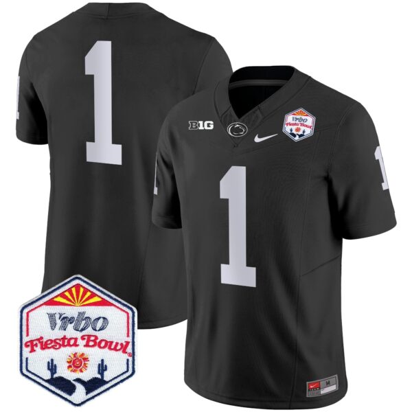 Penn State Nittany Lions 2024 The Fiesta Bowl Patch Vapor Limited Jersey – All Stitched – Black – #1 Team Jersey