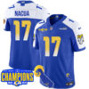 Los Angeles Rams 2024 NFC West Division Champions Jersey – All Stitched – Puka Nacua – 17 – Royal Alternate Jersey