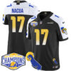 Los Angeles Rams 2024 NFC West Division Champions Jersey N1 – All Stitched – Puka Nacua – 17 – Black Alternate Jersey