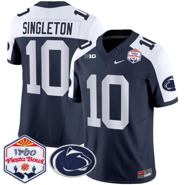 Penn State Nittany Lions 2024 The Fiesta Bowl Patch Vapor Limited Jersey – All Stitched – Navy Alternate – Nicholas Singleton Jersey