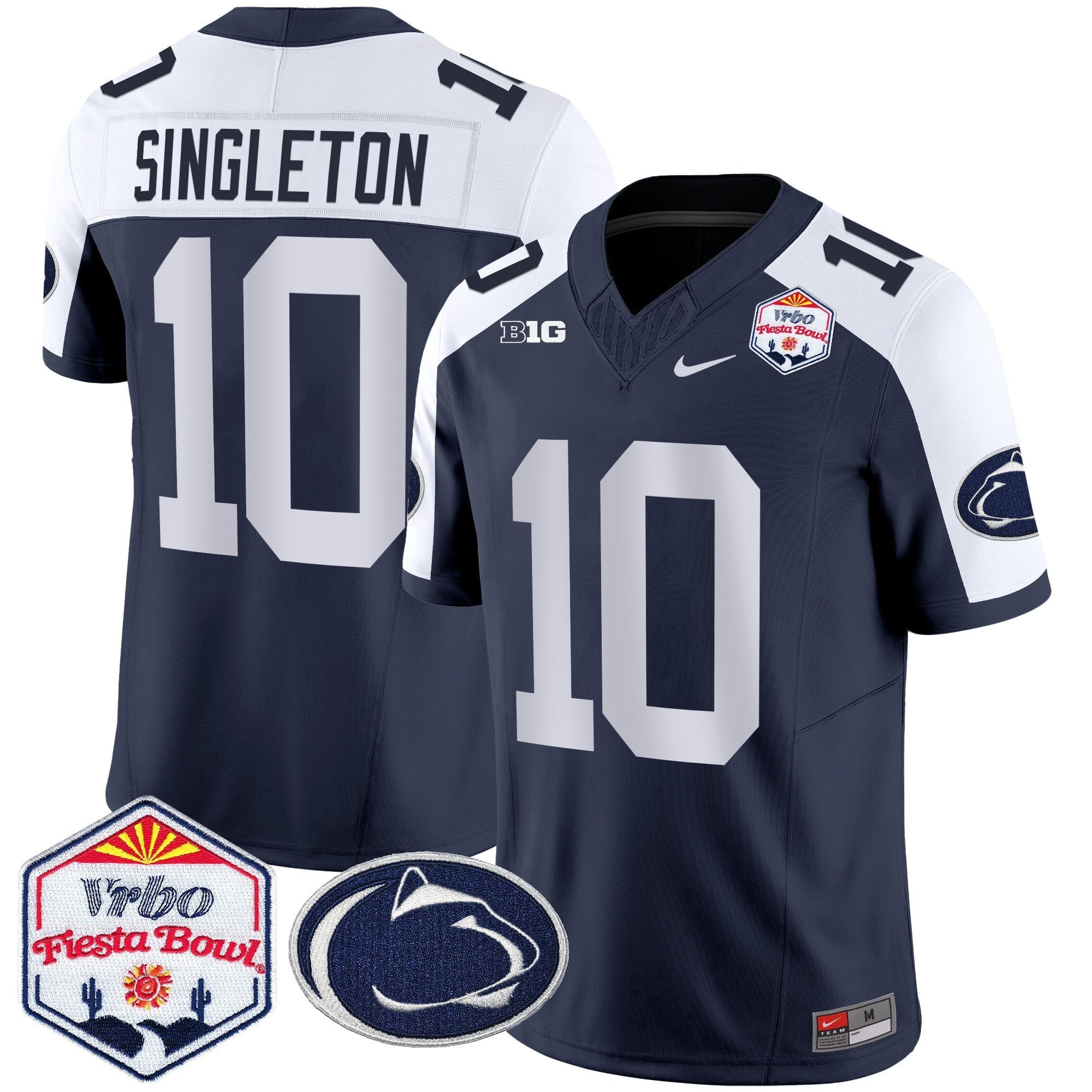 Penn State Nittany Lions 2024 The Fiesta Bowl Patch Vapor Limited Jersey – All Stitched – Navy Alternate – Nicholas Singleton Jersey