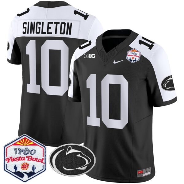 Penn State Nittany Lions 2024 The Fiesta Bowl Patch Vapor Limited Jersey – All Stitched – Black Alternate – Nicholas Singleton Jersey