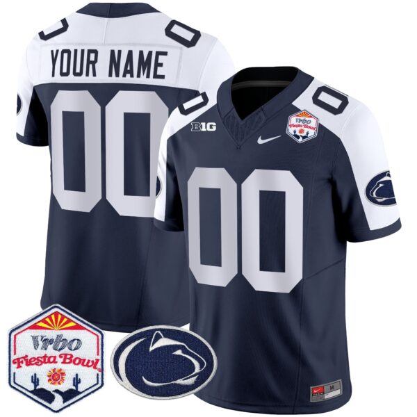 Penn State Nittany Lions 2024 The Fiesta Bowl Patch Vapor Limited Custom Jersey – All Stitched – Navy Alternate Jersey