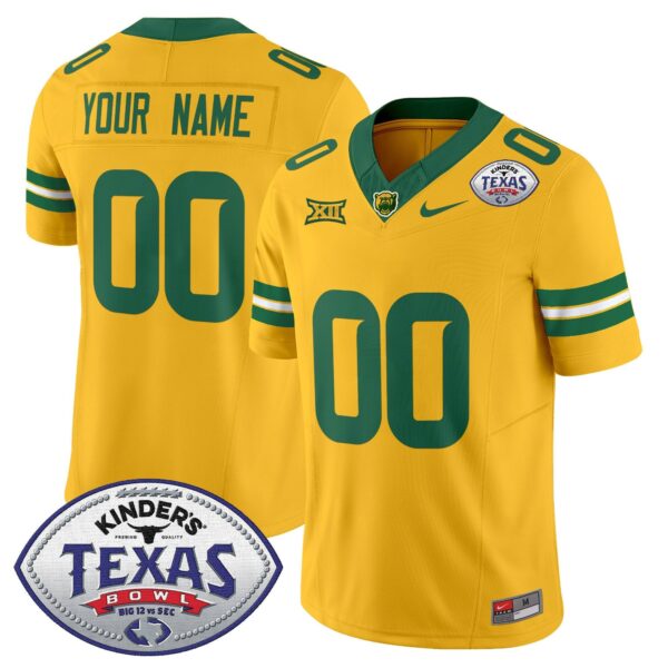 Baylor Bears 2024 Texas Bowl Vapor Limited Custom Jersey – All Stitched – Gold Jersey
