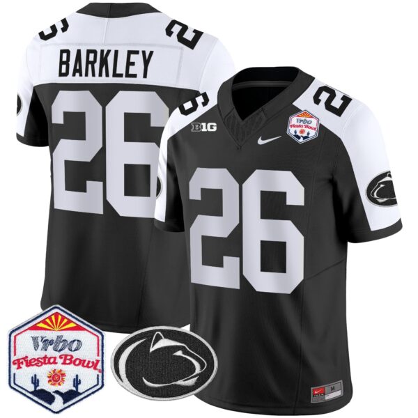Penn State Nittany Lions 2024 The Fiesta Bowl Patch Vapor Limited Jersey – All Stitched – Black Alternate – Saquon Barkley Jersey