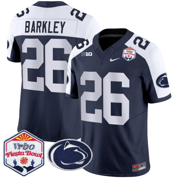 Penn State Nittany Lions 2024 The Fiesta Bowl Patch Vapor Limited Jersey – All Stitched – Navy Alternate – Saquon Barkley Jersey