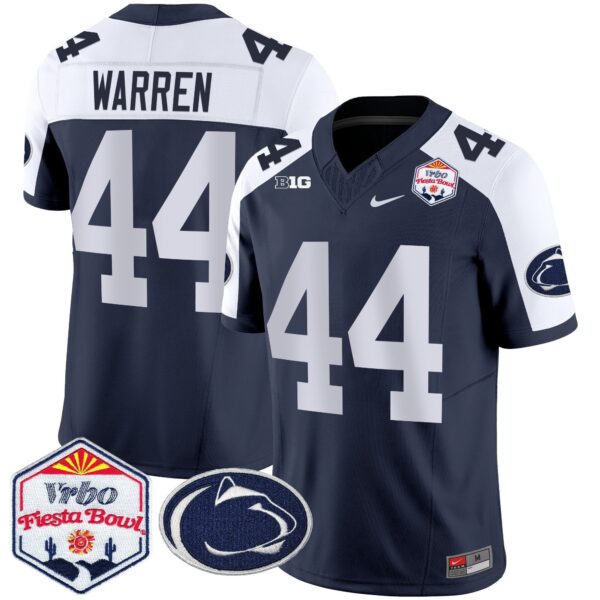 Penn State Nittany Lions 2024 The Fiesta Bowl Patch Vapor Limited Jersey – All Stitched – Navy Alternate – Tyler Warren Jersey