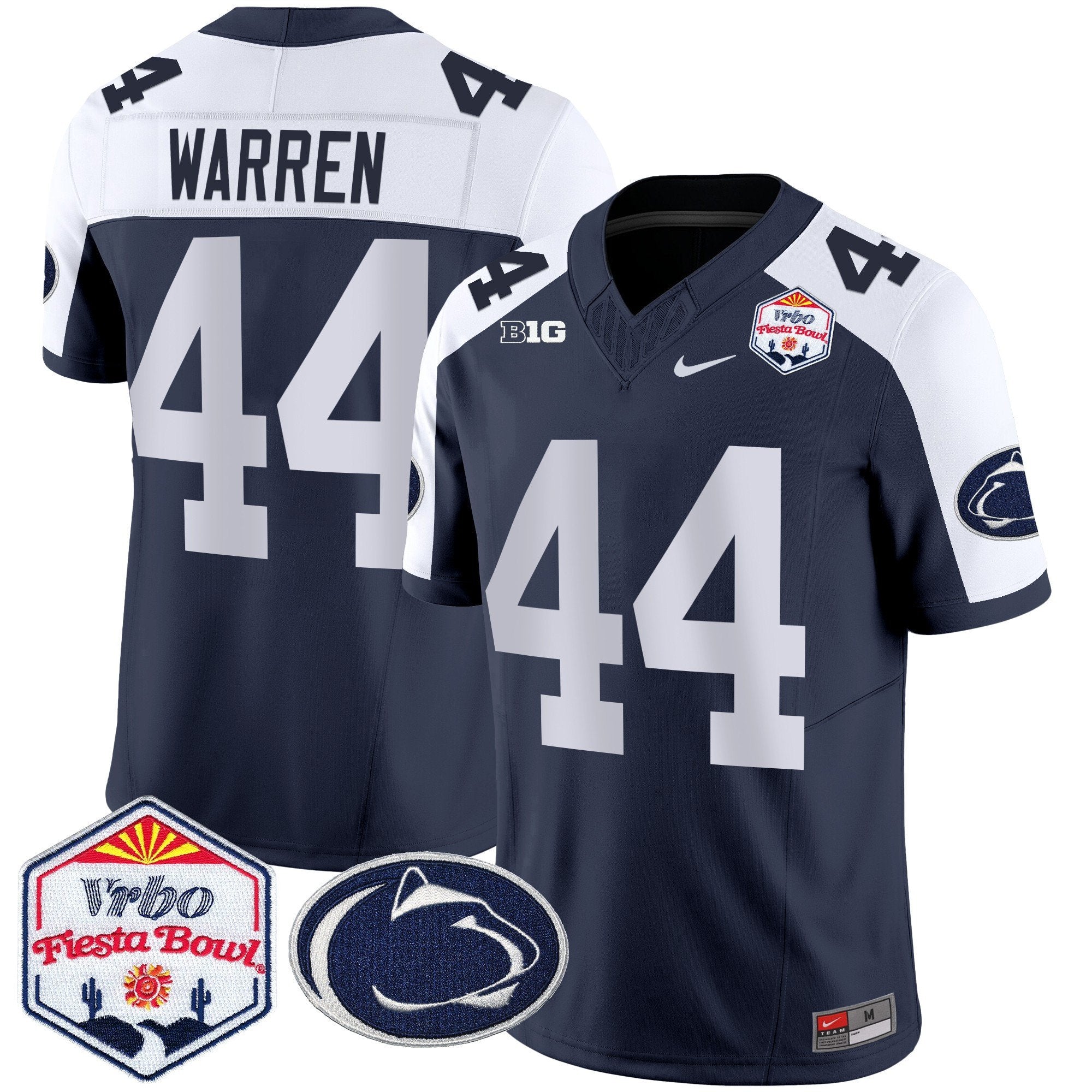Penn State Nittany Lions 2024 The Fiesta Bowl Patch Vapor Limited Jersey – All Stitched – Navy Alternate – Tyler Warren Jersey