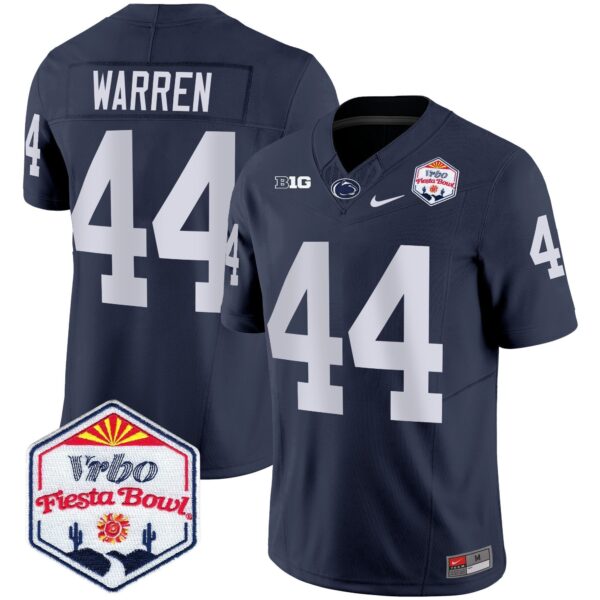 Penn State Nittany Lions 2024 The Fiesta Bowl Patch Vapor Limited Jersey – All Stitched – Navy – Tyler Warren Jersey