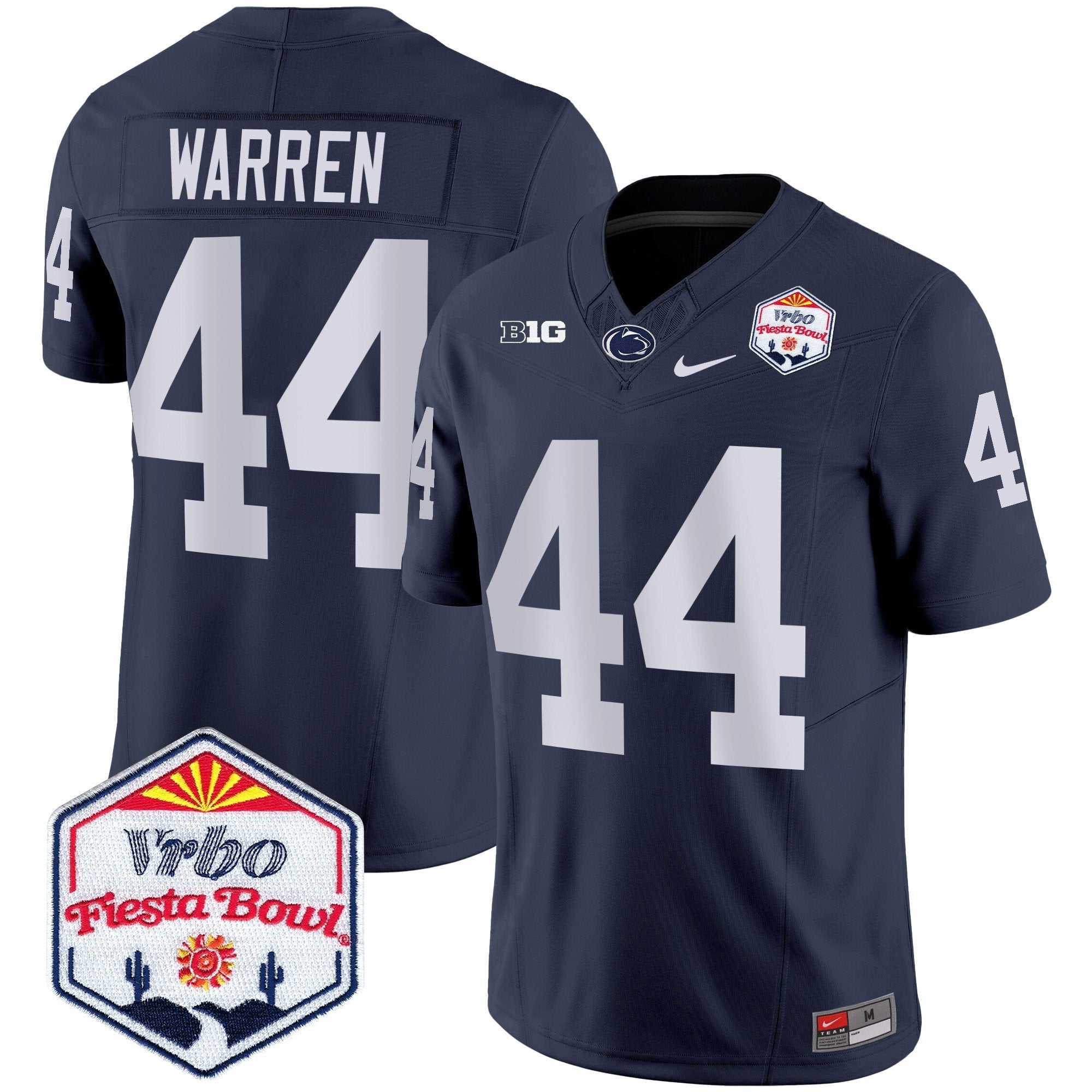 Penn State Nittany Lions 2024 The Fiesta Bowl Patch Vapor Limited Jersey – All Stitched – Navy – Tyler Warren Jersey