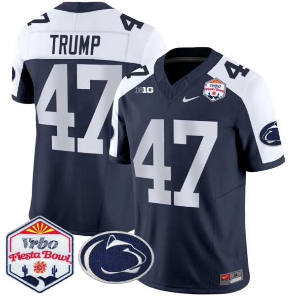 Penn State Nittany Lions 2024 The Fiesta Bowl Patch Vapor Limited Jersey – All Stitched – Navy Alternate – Donald Trump Jersey