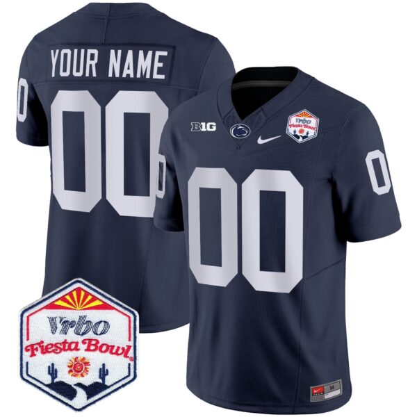 Penn State Nittany Lions 2024 The Fiesta Bowl Patch Vapor Limited Custom Jersey – All Stitched – Navy Jersey