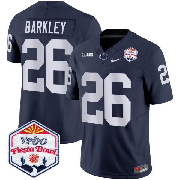Penn State Nittany Lions 2024 The Fiesta Bowl Patch Vapor Limited Jersey – All Stitched – Navy – Saquon Barkley Jersey